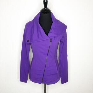 Lucy purple asymmetrical collar full zip front athletic jacket Extra Small XS